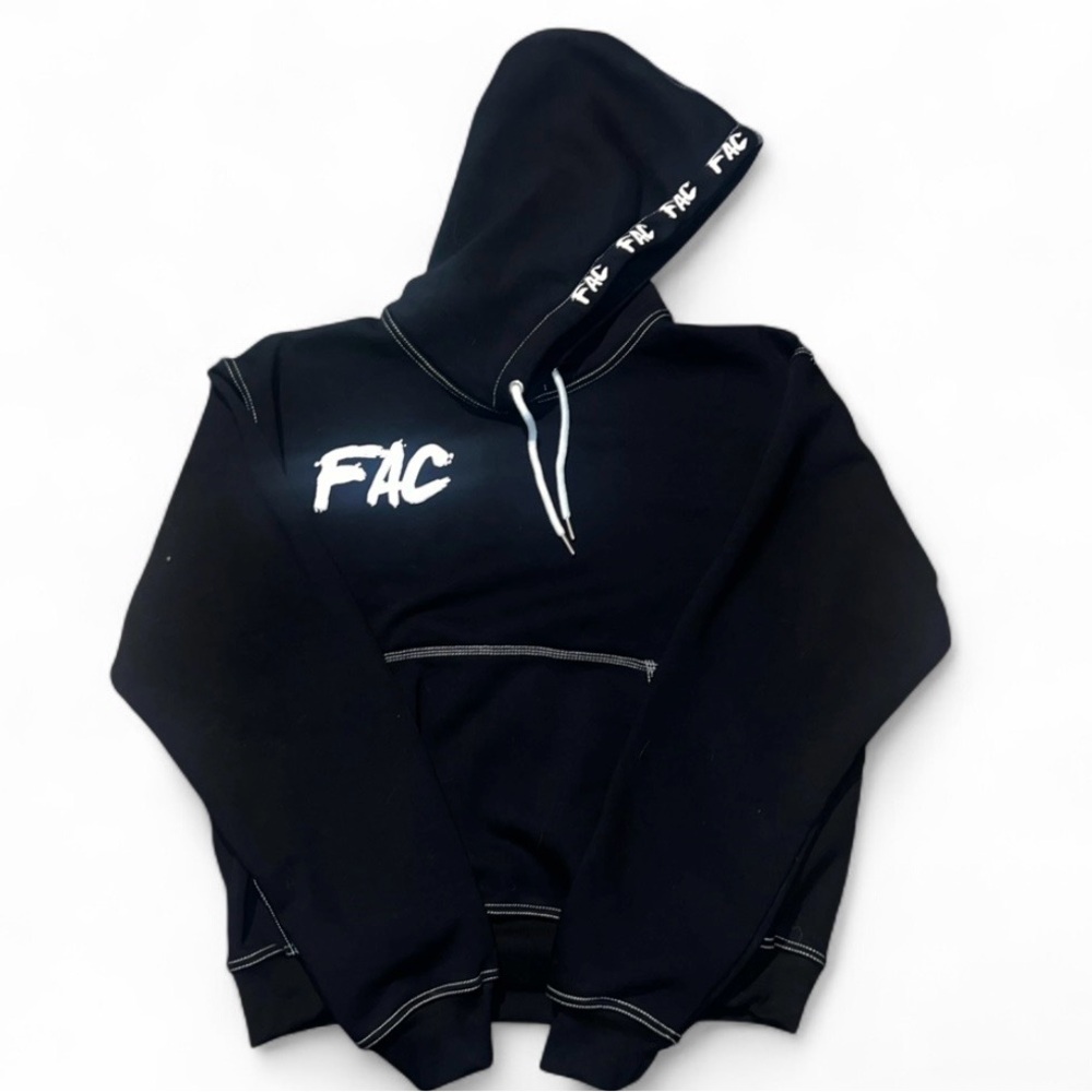 Black FAC Hoodie with White “MEN/WOMEN”